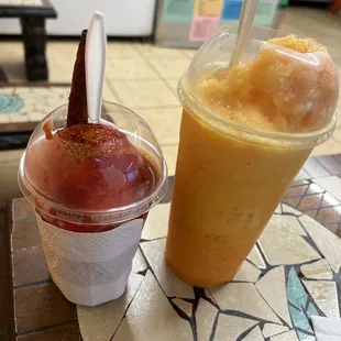 Rompope raspado and watermelon diablito