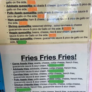 a menu for a restaurant