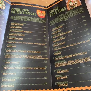 the menu