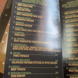 the menu