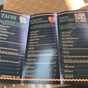 the menu