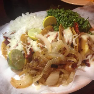 Pork trompa with melted cheese.