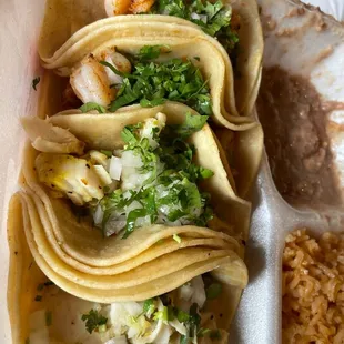 Fish and shrimp street tacos
