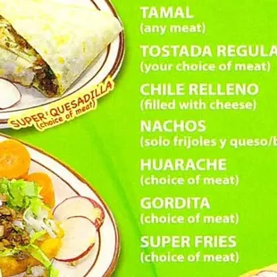 menu, burritos and wraps