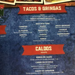 menu