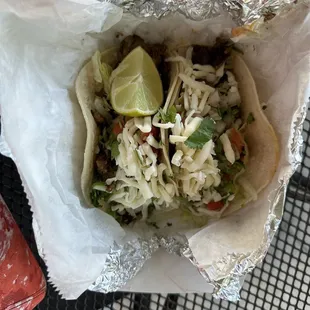 Steak tacos are delicious! Ordered w/ everything on it