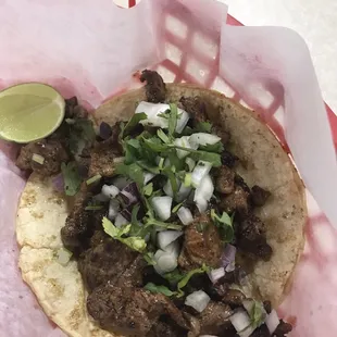 Taco asada- very good! Great with their salsa verde