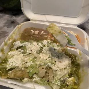 Blocks of cold cheese in my enchiladas