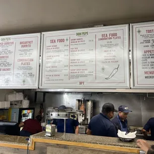 menus on the wall