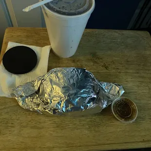 Asada Torta with a large Diet Pepsi