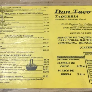 menu