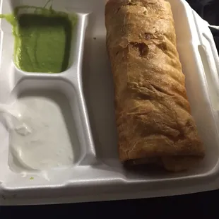 Carnitas chimichanga! I didn't expect this would be really good. The tortilla had that taste and texture as a flauta!