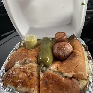 Torta de fajita, it was good with the green salsa, $40 for torta,flautas&amp; 4 tacos, a little pricy in comparison to other places