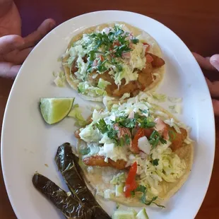2 fish tacos...Our dessert after our meal!