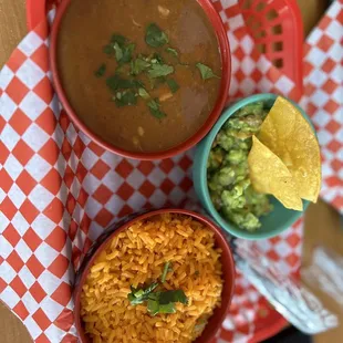 Rice beans and guacamole