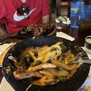 Molcajete steak shrimp and chicken
