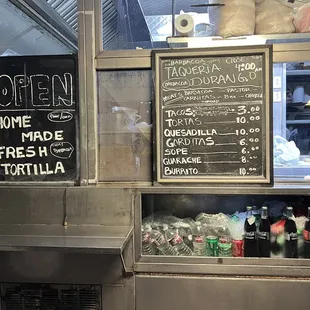 a menu on the counter