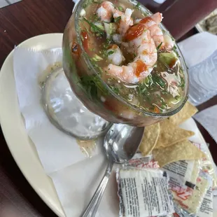 a taqueria with shrimp and tortillas