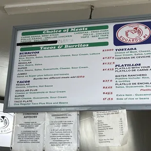 Menu and prices
