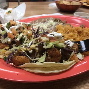 Overloaded tacos de camarone