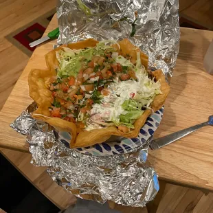 Taco salad with Al pastor &amp; no cheese