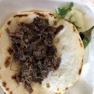 Barbacoa Tacos on flour tortilla