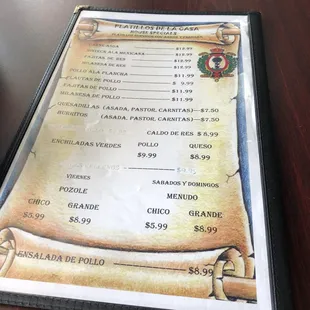 menu
