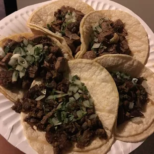 Dry carne asada tacos. Lengua isn&apos;t good either