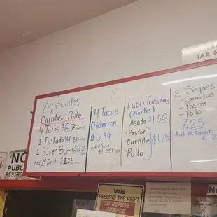 menu
