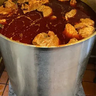 a large pot of mexican food