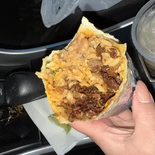 Steak &amp; Shrimp Burrito. Asada was completely burnt and extremely hard!