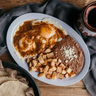 Huevos Rancheros with handmade corn tortillas and perfectly brewed coffee