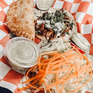 Empanada, al pastor taco