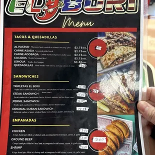 El Bori Menu