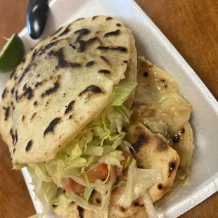 a tortilla with lettuce