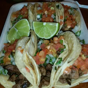 They offer green sauce or red sauce also fire roasted jalapenos in Soy sauce very very TASTY as toppers for your tacos.