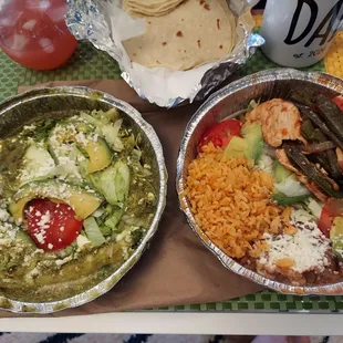 Enchiladas Verde and Pollo a la Mexicana