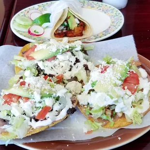 Tostadas and a taco