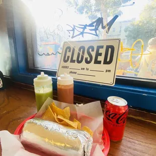 a hot dog and drinks