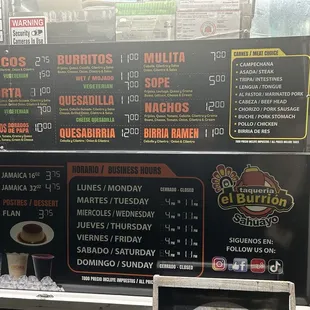 Menu &amp; prices as of January 2025