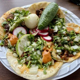 Cabeza Taco Chorizo Taco Carne Asada Taco