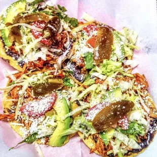 three tortillas on a table