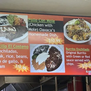 Menu with pictures