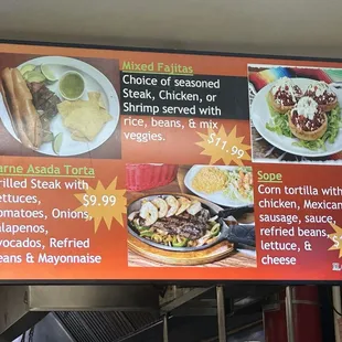 Menu with pictures