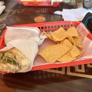Breakfast burrito with fresh veggies