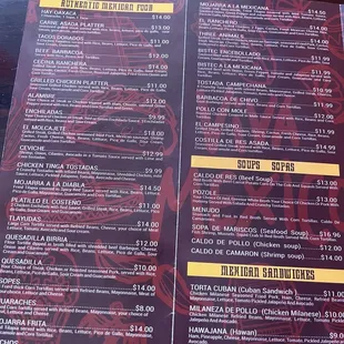 menu