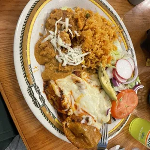 3 Enchilada Dinner plate