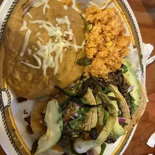 a plate of mexican food