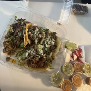 Carne asada tacos &amp; al pastor taco