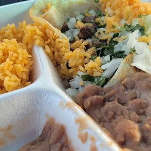 Three taco meal, Delicious. Sorry for the mess...